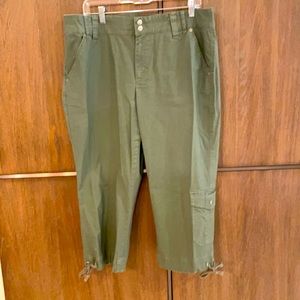 Coldwater Creek khaki green drawstring cargo pants